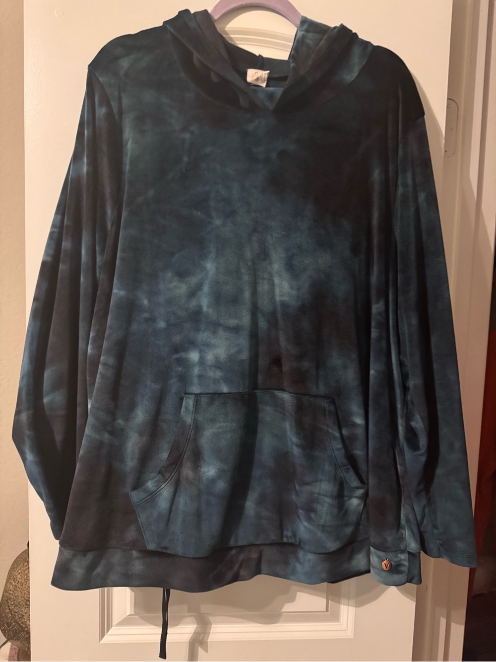 Lane Bryant Blue GreenTie-Dye Hoodie Top